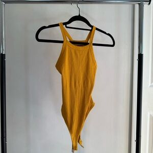 Urban Outfitters Mustard Ribbed Bodysuit